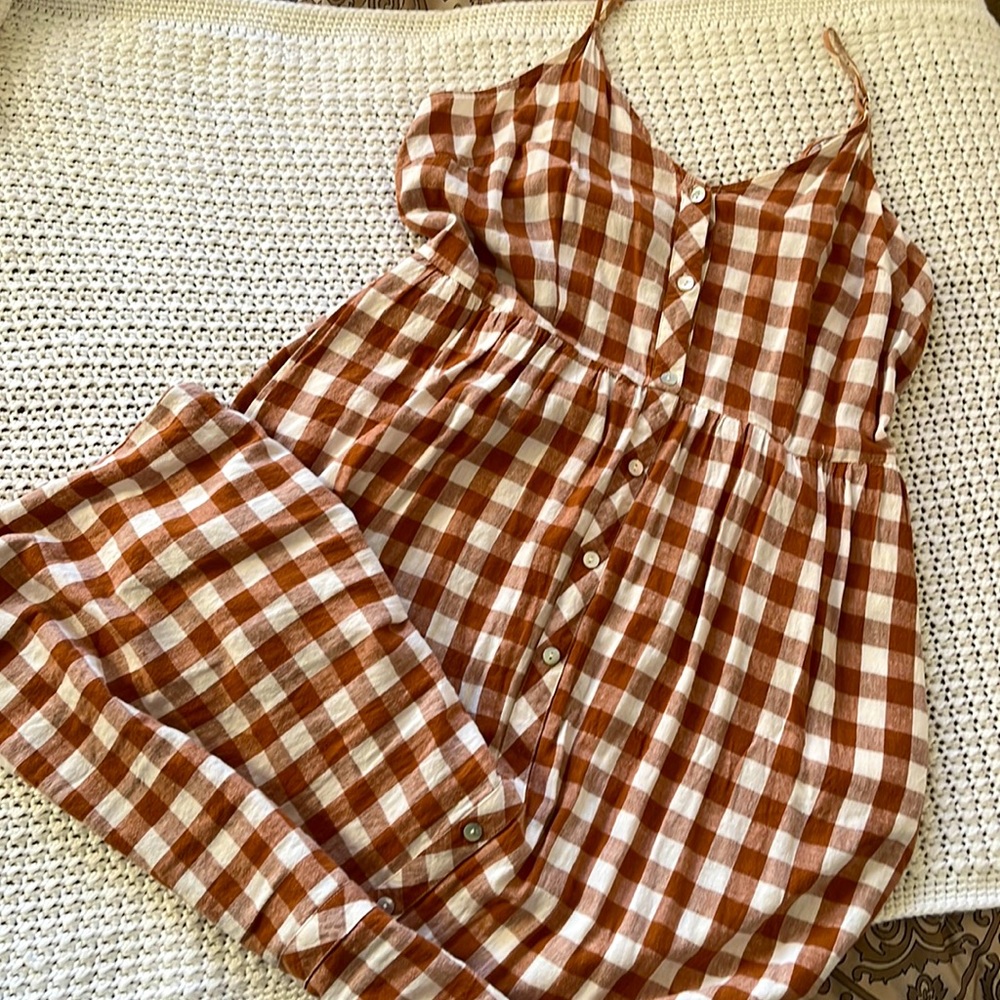 A New Day brown and white midi dress